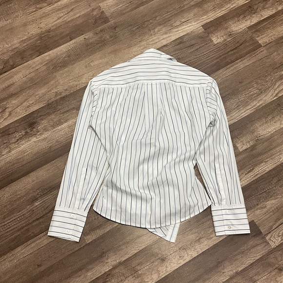 Madewell Women’s 100% Cotton Asymmetric Wrap Button-Up Shirt Size 00 Striped - Picture 14 of 15